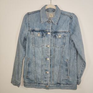 Gap 1969 Women's Jean Jacket Distressed Indigo Blue Denim Size XS